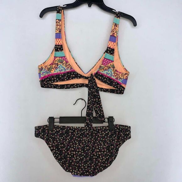 Seafolly Australia 2pc Women's Floral Striped Bikini Set Size 16 - Picture 4 of 8